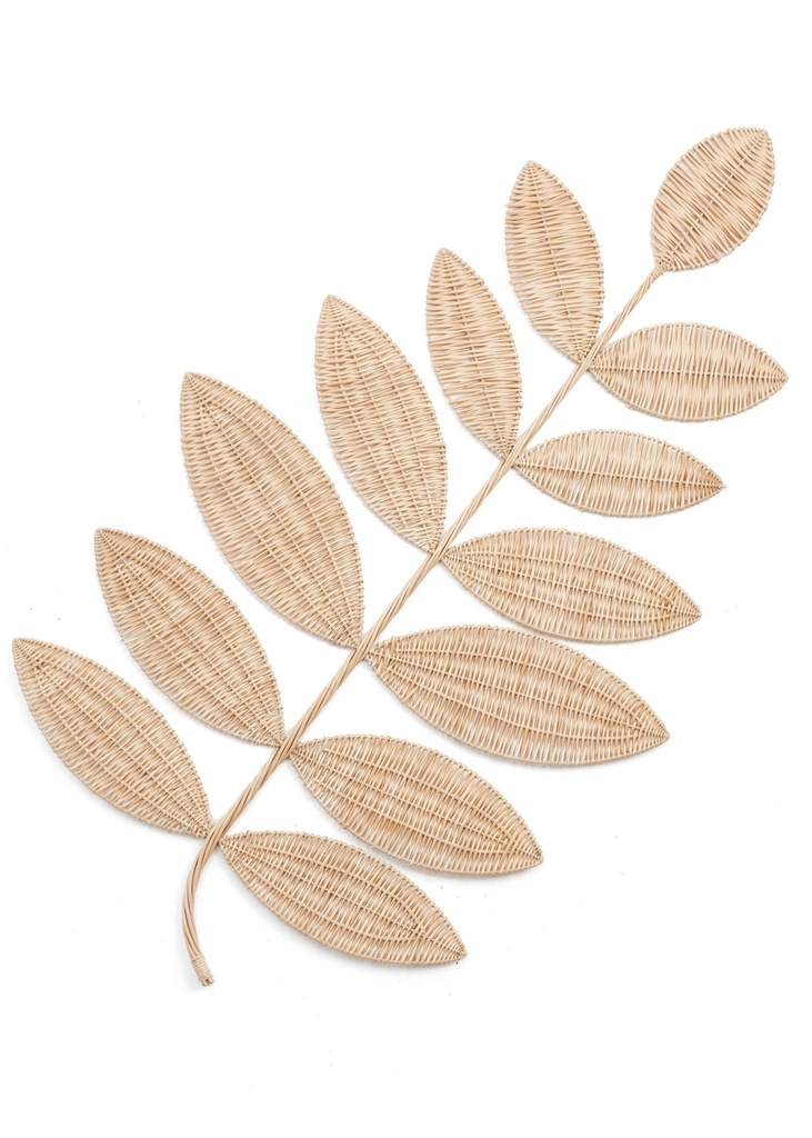 Decoration murale en rotin feuille naturel 27 x 45