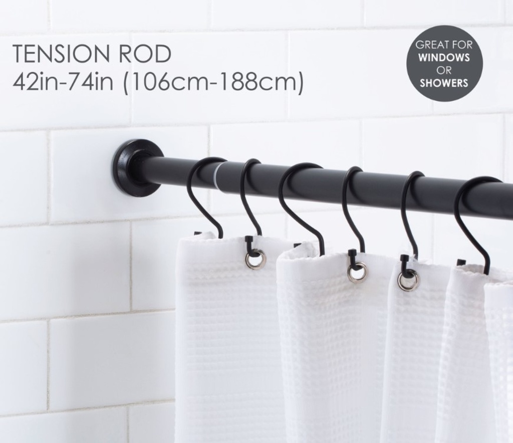 Pole a rideau de douche ajustable de  41-76PO noir