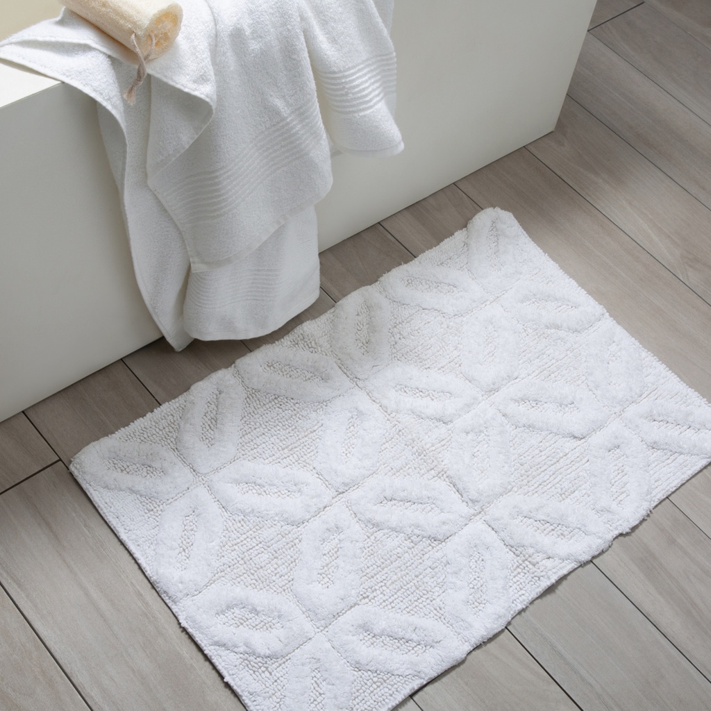 Tapis de bain cordoba 20x30 a broderie blanche