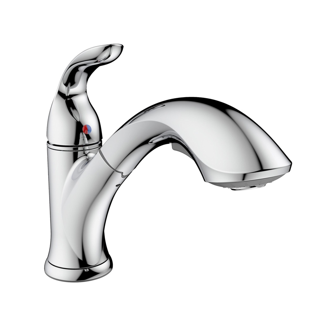Robinet de cuisine bas avec douchette chrome