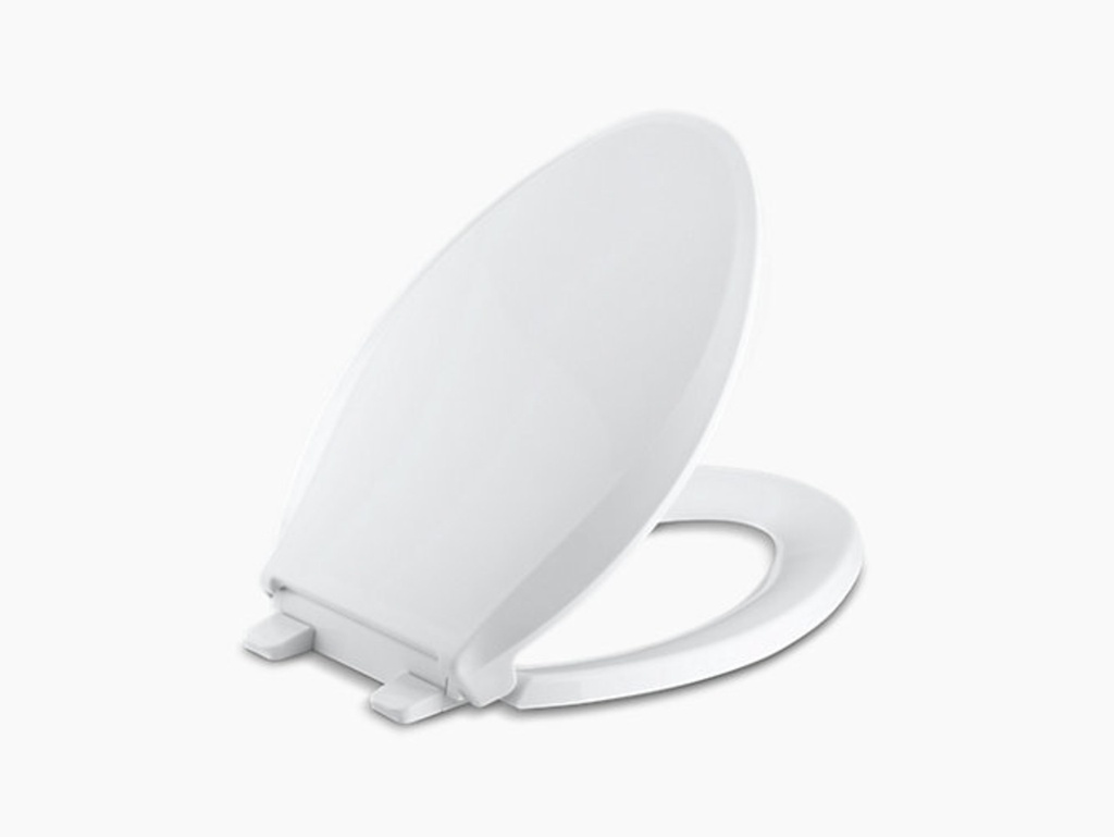 [1KO-K-7671-0] Siège de toilette allongé à fermeture lente cachet blanc