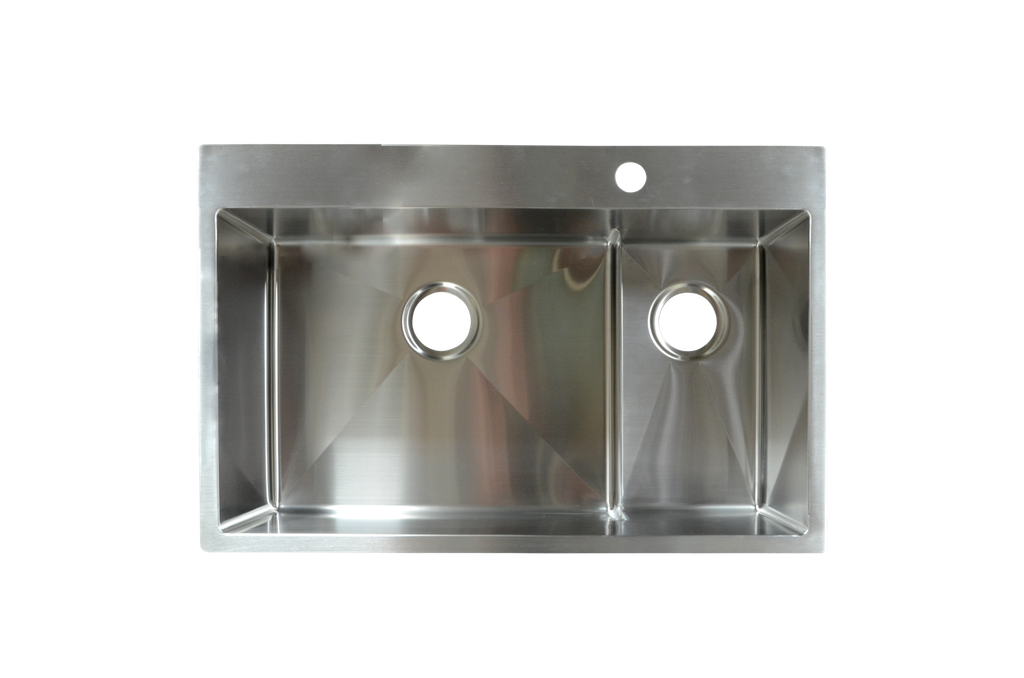 [1LIG-TSR8052BLZ-9LD] Evier une cuve et demi 31 x 20 sur/sous-plan diviseur bas stainless