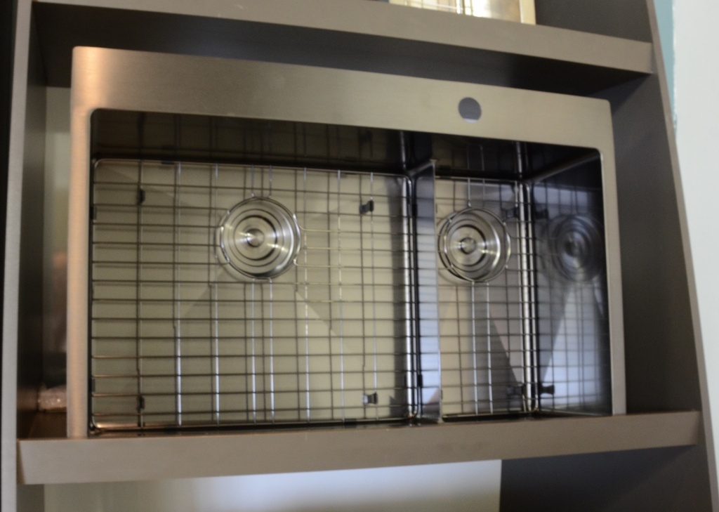 [1LIG-TSR8052BLZ-9LD-B] Evier une cuve et demi 31 x 20 sur/sous-plan diviseur bas stainless noir