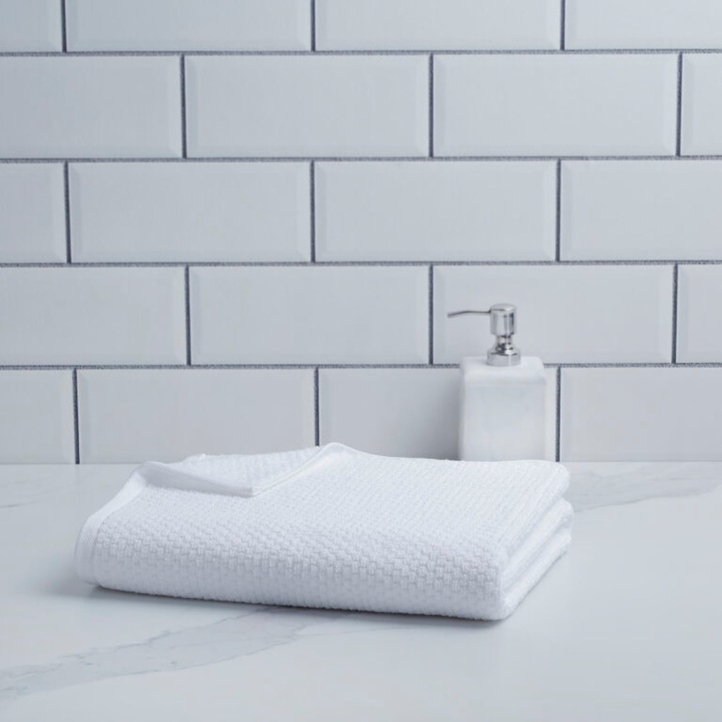 Serviette Popcorn 100% coton blanche face 12x12po