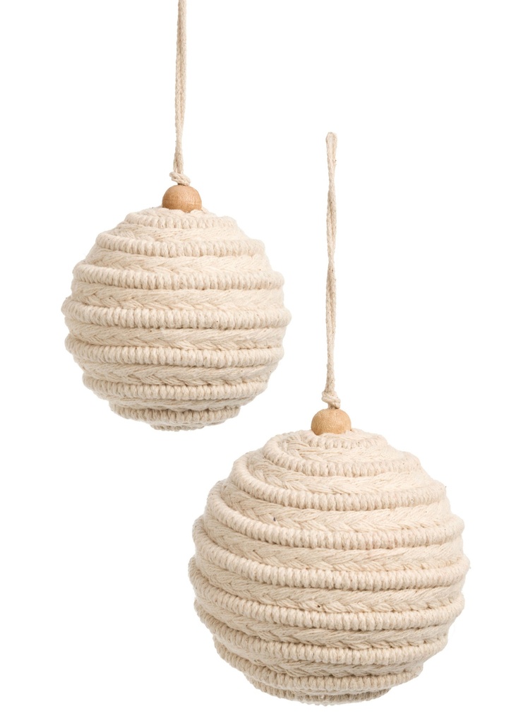 Grand ornement balle de coton naturel 3 x 3po