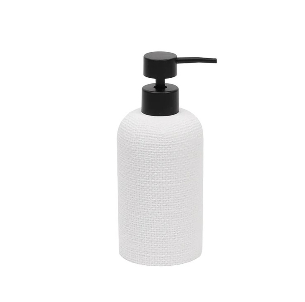 Pompe a savon linen en resine blanche