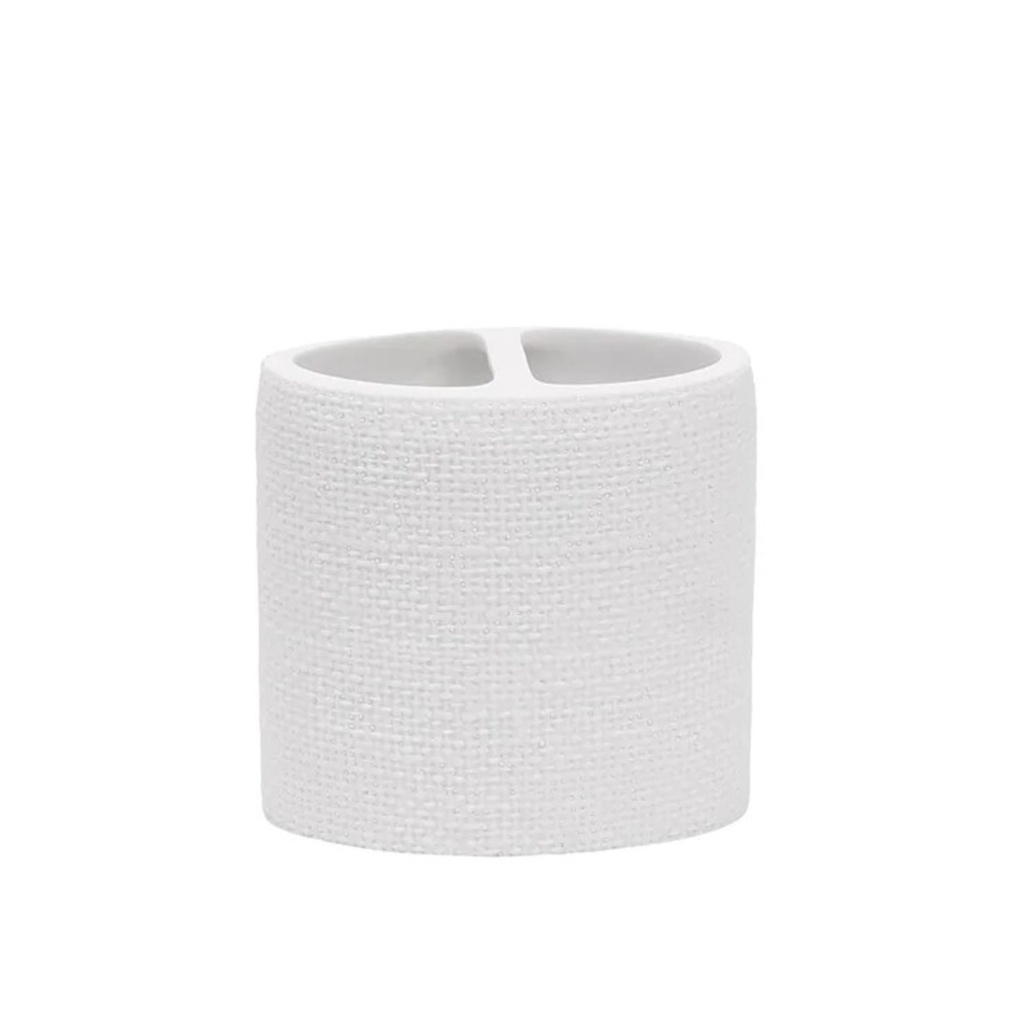 Porte brosse à dent linen en resine blanche