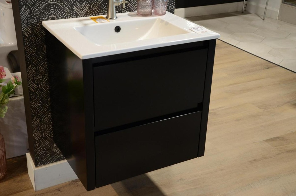 Vanité perle avec comptoir lavabo en porcelaine blanc 36 po anthracite satine