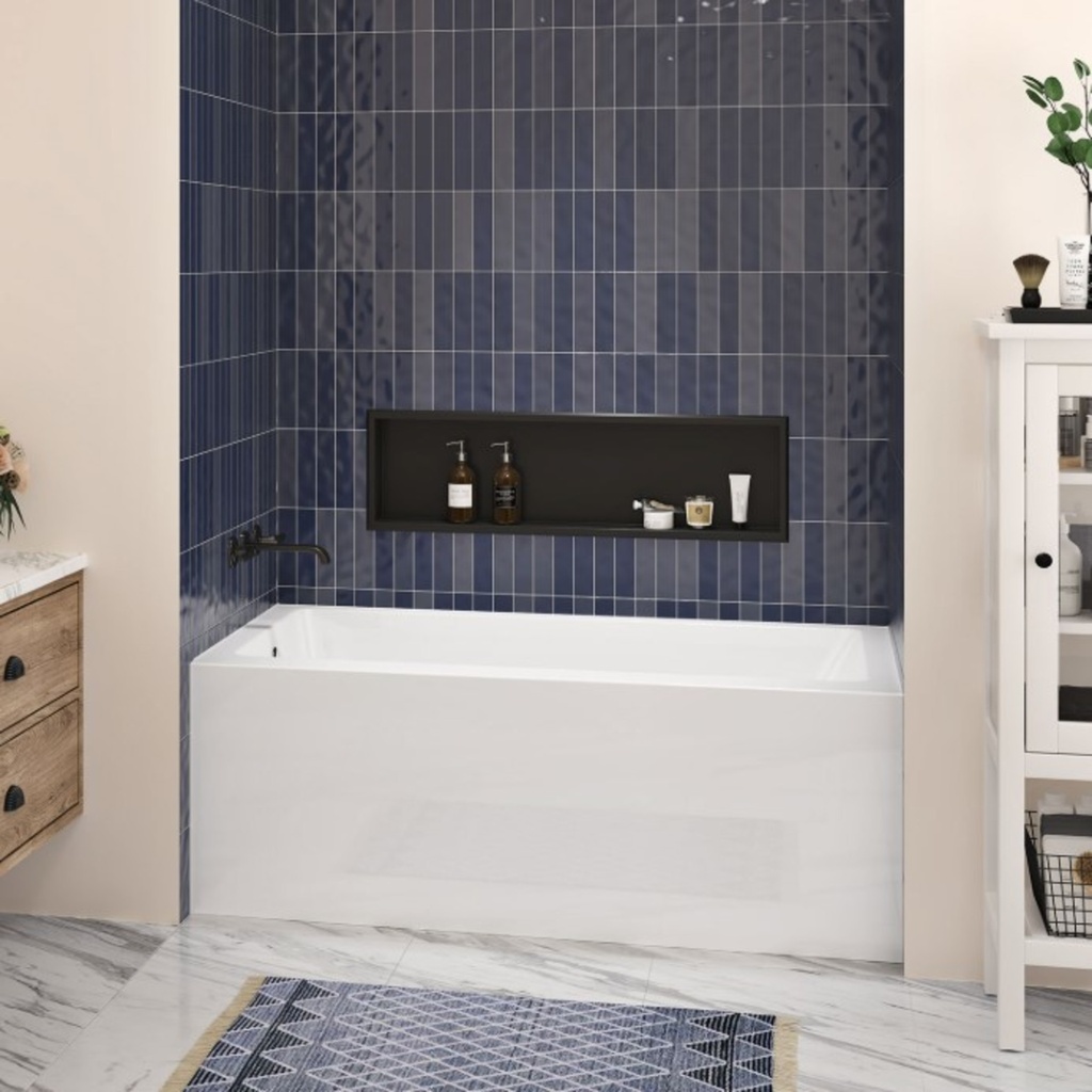 [1ZI-BY16030TA0L1] Bain baya I en alcôve avec une jupe 60x30po drain à gauche blanc