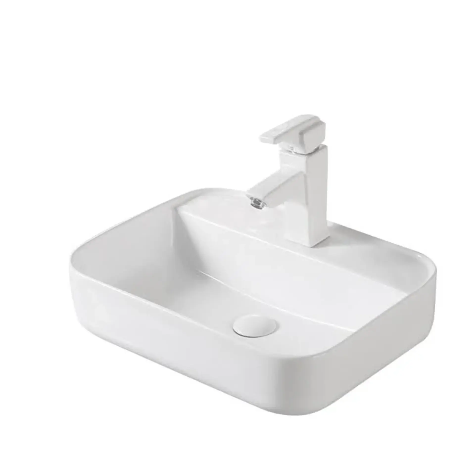 [1LIG-A422B-BL] Lavabo avec plage 19 3/4 x 15 3/4 x 5 1/4po malcom blanc lustré
