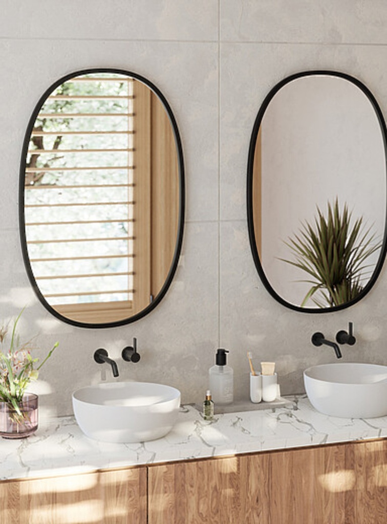 [5UB-1006044-040] d- Miroir hub oval 24 x 36 noir mat