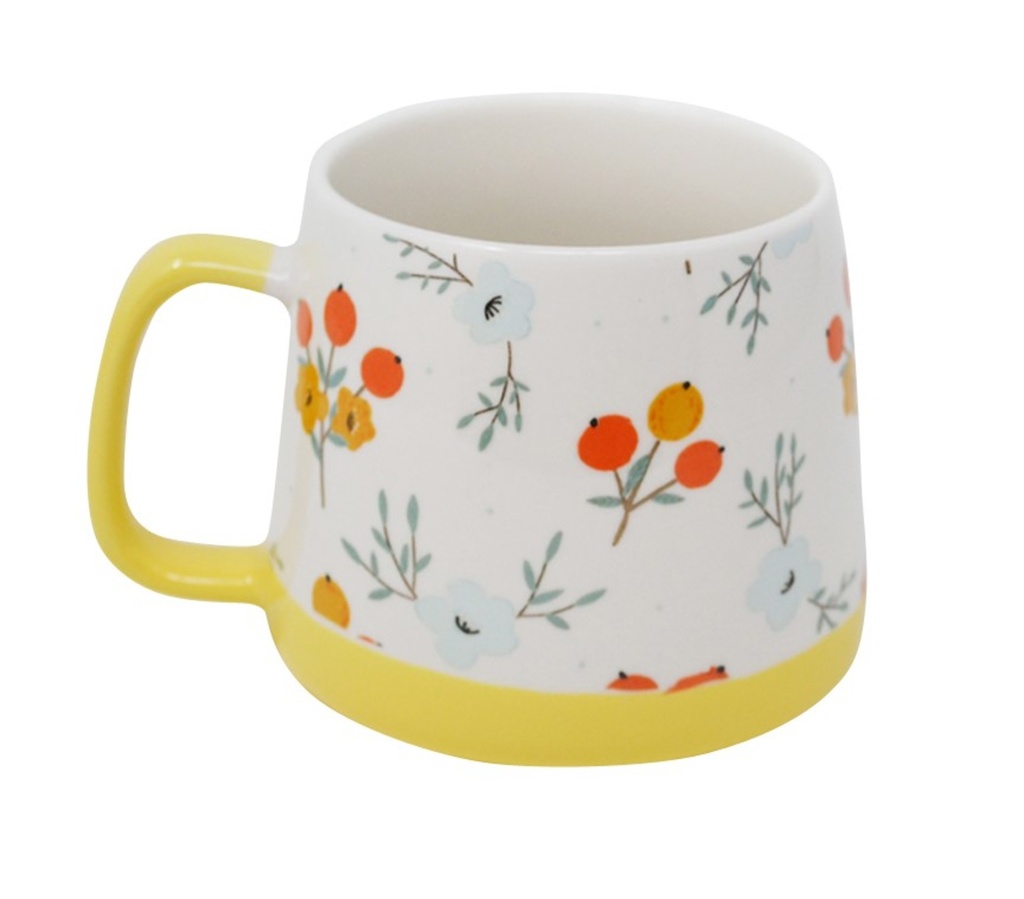 [6NOS-728-100] Tasse avec fleurs 350 ml jaune