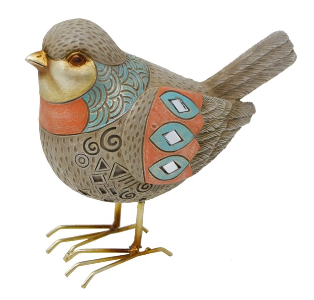 Oiseau homs  15 x  7 x  13 cm avec bleu et orange