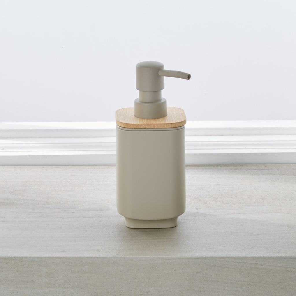 Pompe a savon aspen en résine taupe et bambou