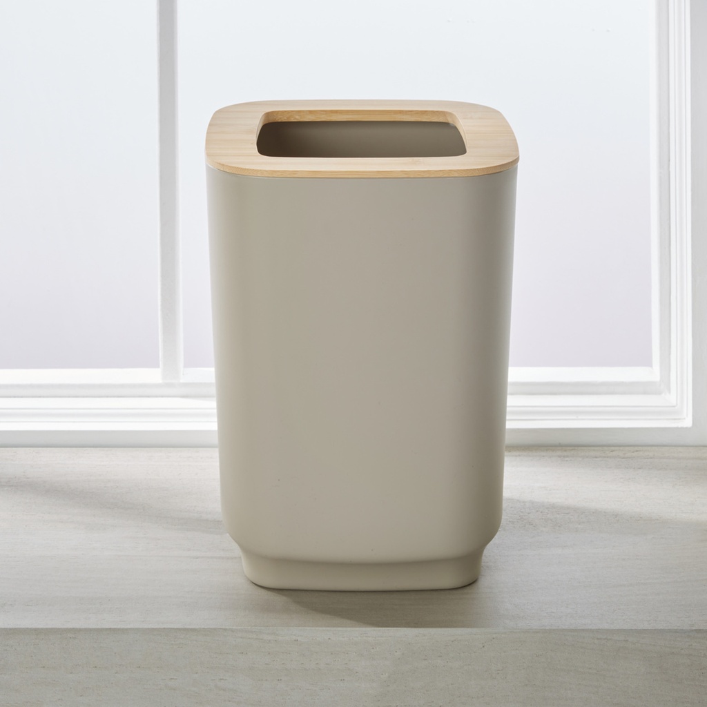 Poubelle aspen en résine taupe et bambou