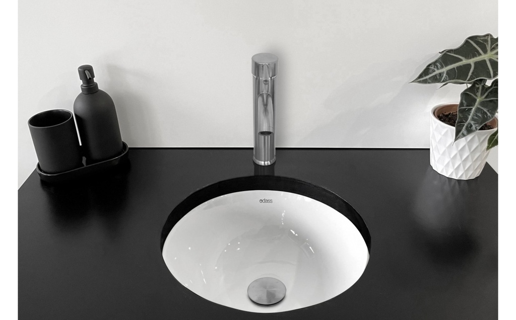 Lavabo Botha III rond sous plan en porcelaine 13 7/8 x 13 7/8  x 7 1/4 pouces blanc