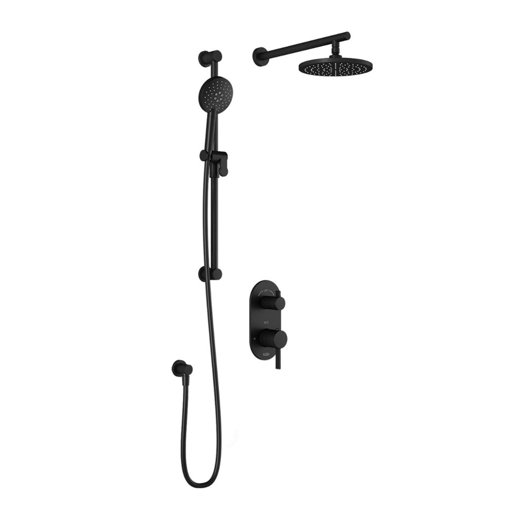 Ensemble de douche T/P aquatonik et sélecteur avec bras mural noir mat