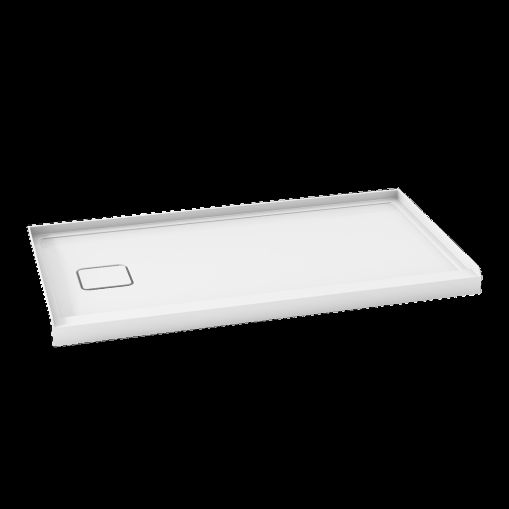 [1KA-BW1097-240] Base de douche kover 60x32 en acrylique bridée en alcôve, drain gauche, blanc