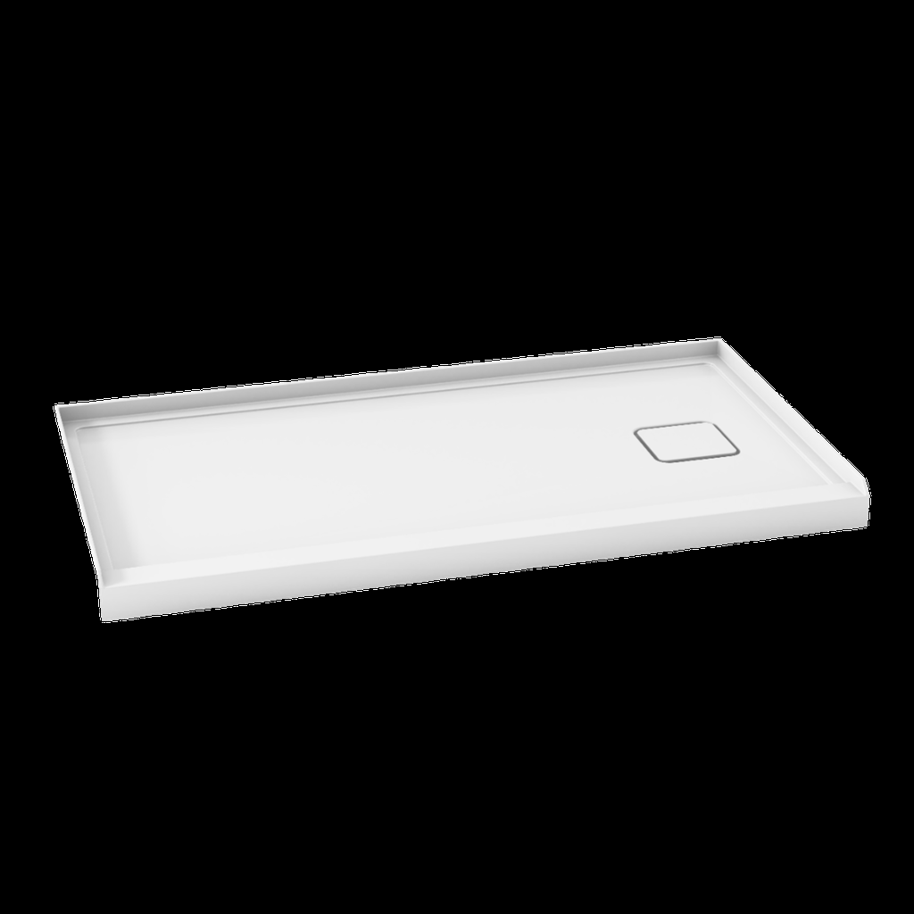 [1KA-BW1096-240] Base de douche kover 60x32 bridée en alcôve avec drain à droite en acrylique blanc