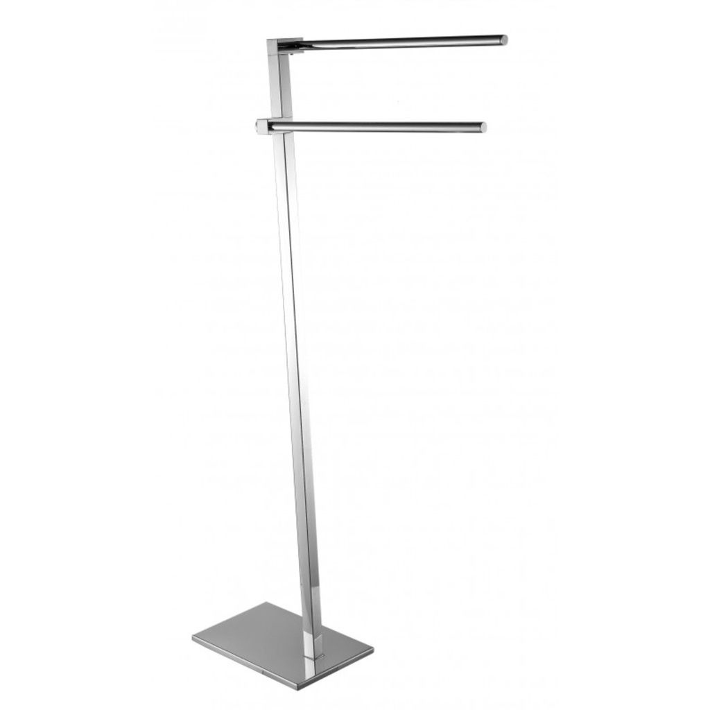 Porte serviette sur pied double chrome