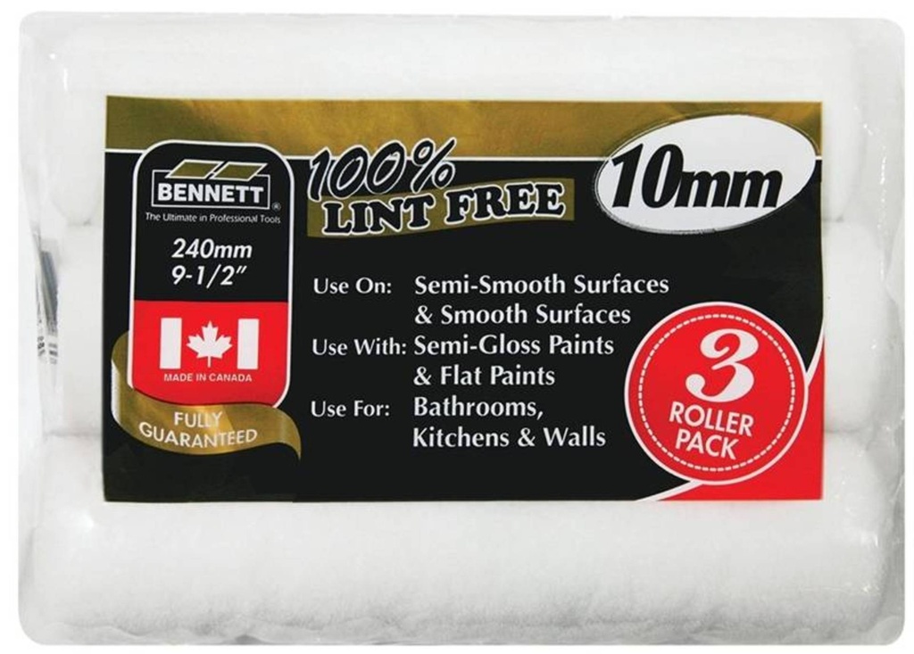 [3BNT-3PKPOLYLF-10MM] Ensemble de 3 rouleaux 10mm sans charpies en polyester 9.5po