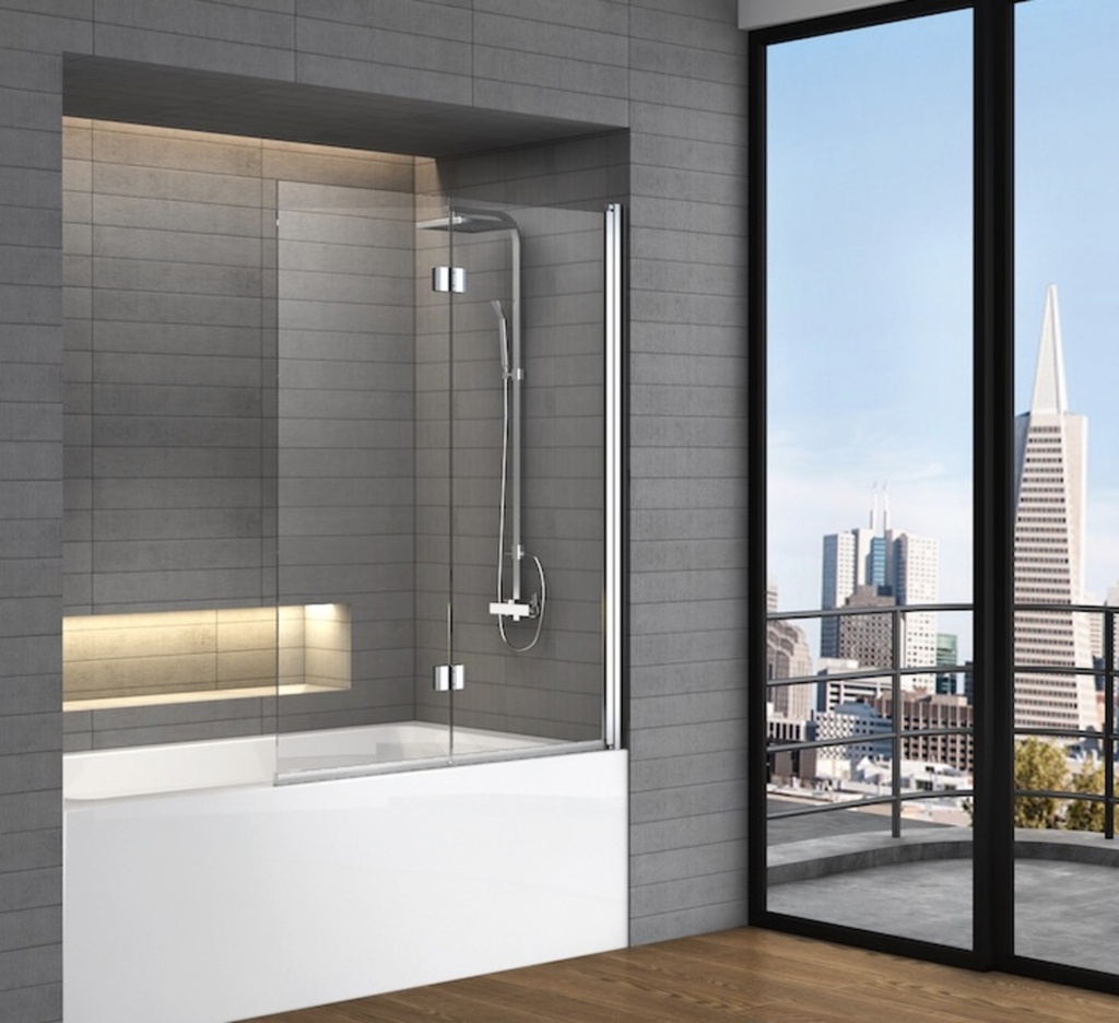 Écran de bain rétractable coin carré chrome