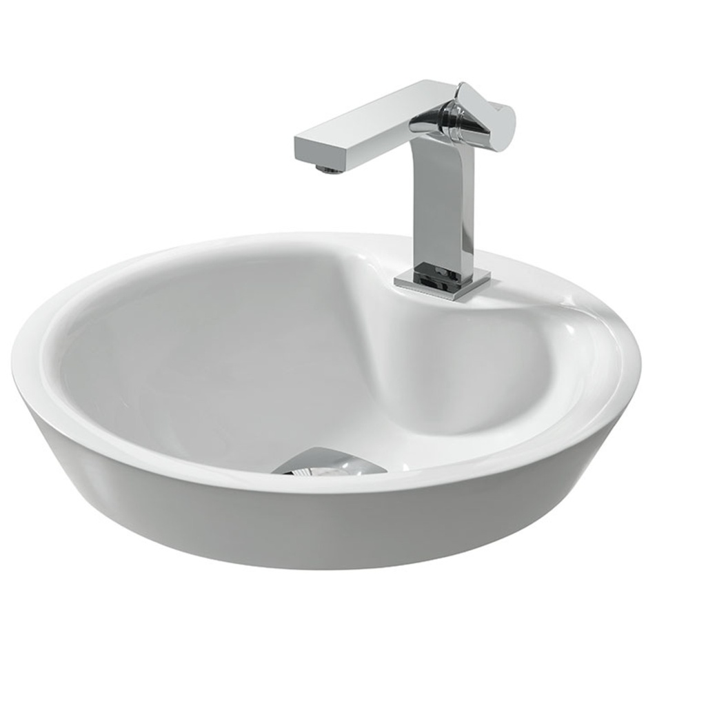 [1RY-L0660] Discontinué - démo - Lavabo aile avec plage monotrou et avec trop-plein blanc