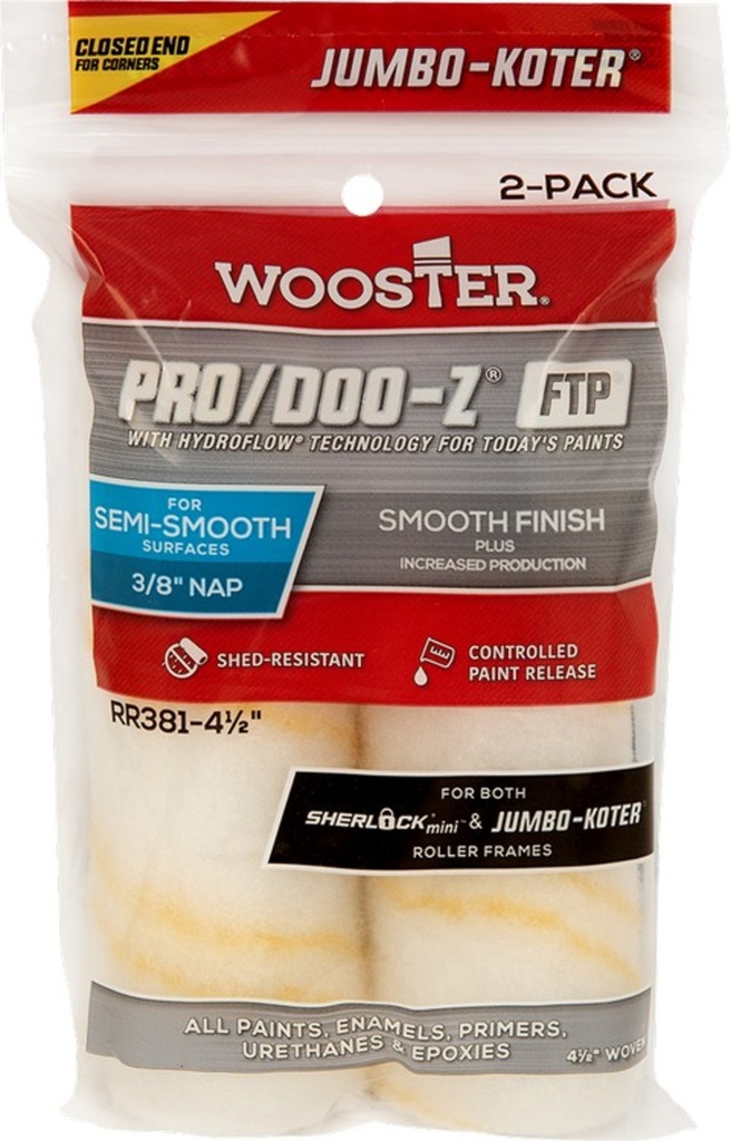 Mini rouleau tisse 3/8 wooster 4"1/2 pk 2