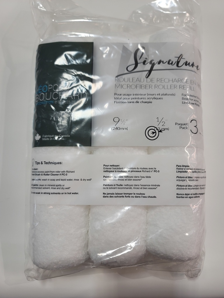Discontinué - Rouleau leo microfibre 13 mm paquet de 3