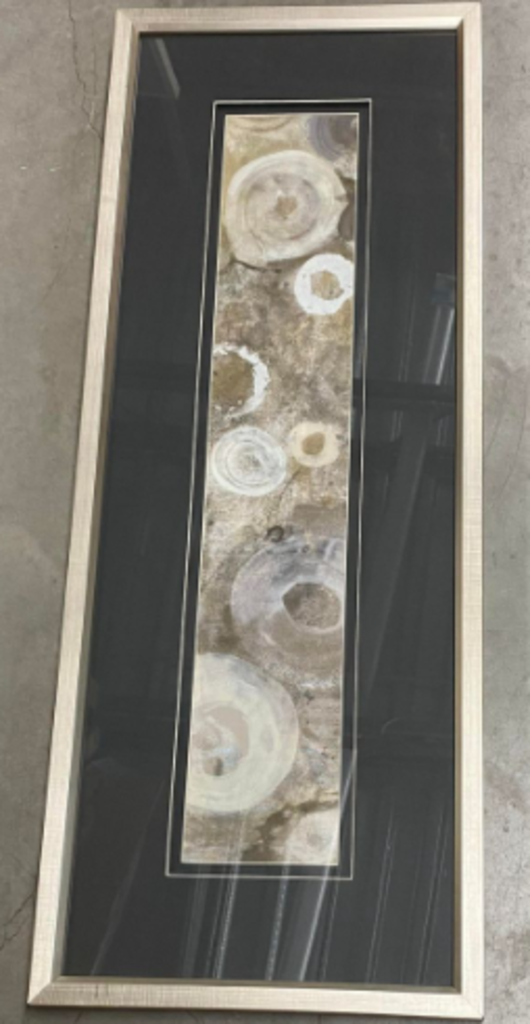 Cadre cercle gris et jaune 42 x 16po