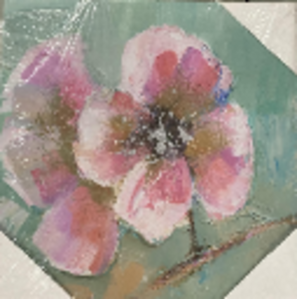 Cadre fleurs rose/sarcelle 11 x 11po