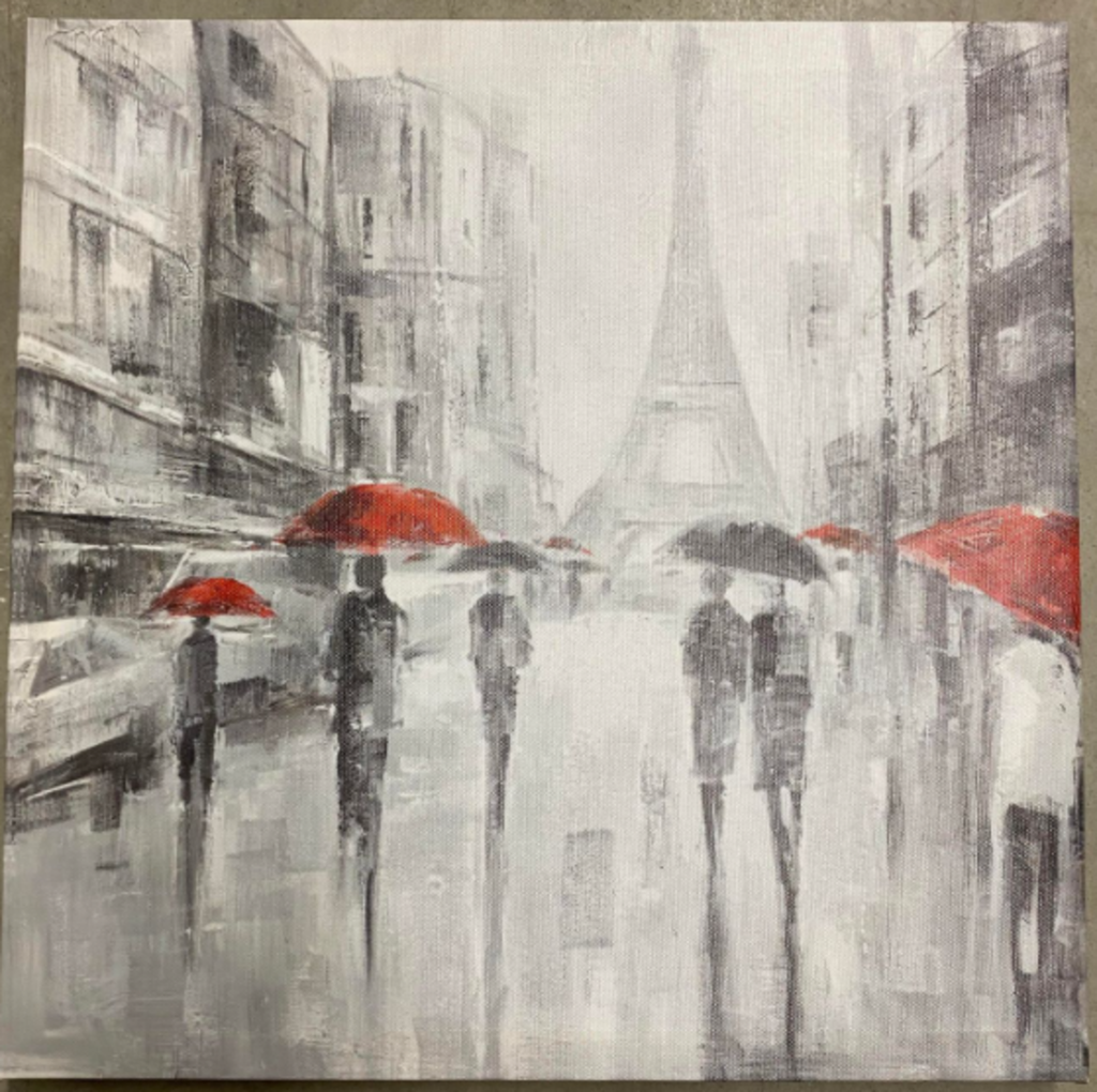 Cadre balade a paris rouge/gris 15 x 15po