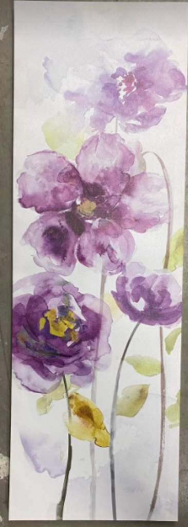 Cadre fleur mauve et lime 12 x 36po