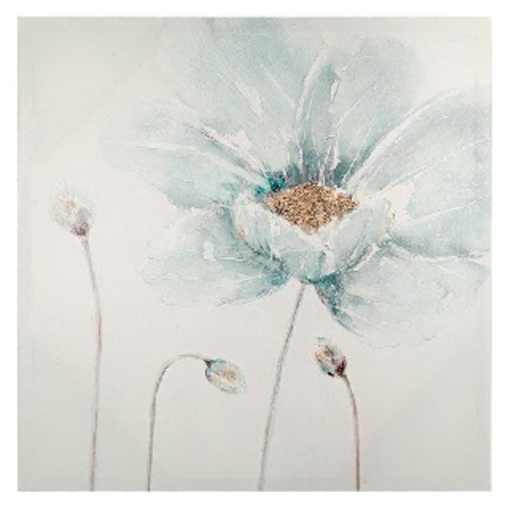 Cadre fleur grise/blanc 23 x 23po