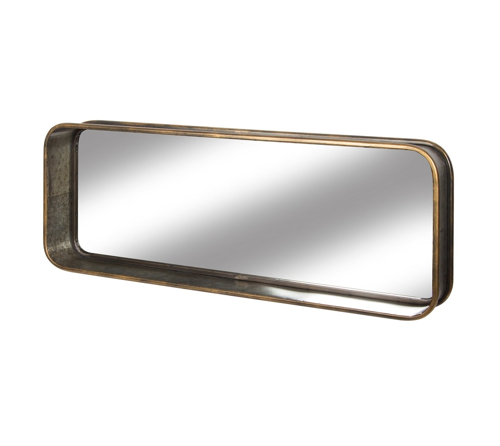 Miroir rectangle metal galvanise et or 12x32