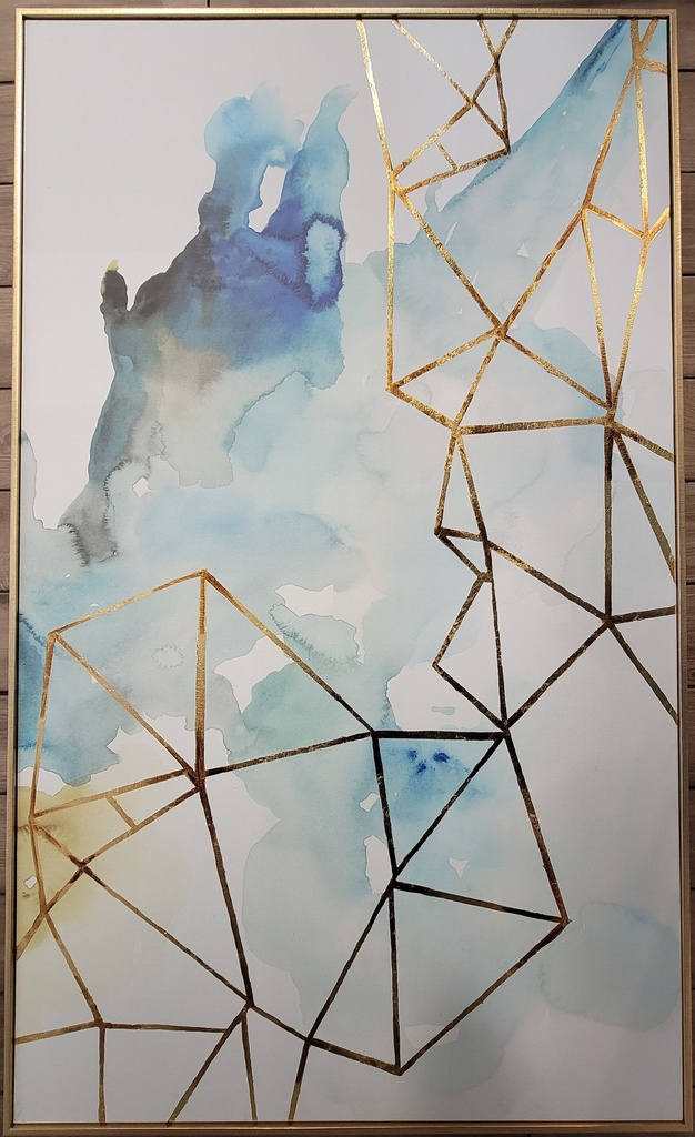 Cadre abstrait ligne or contour en effet bois