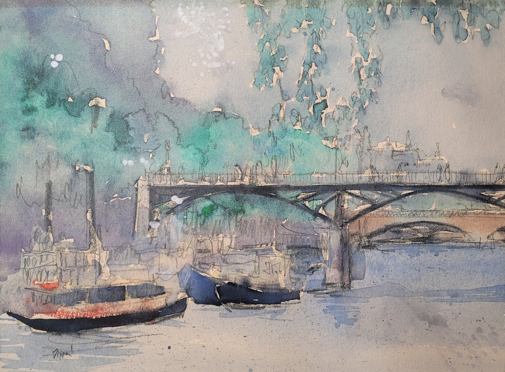 Toile venice watercolors V 44 x 33po