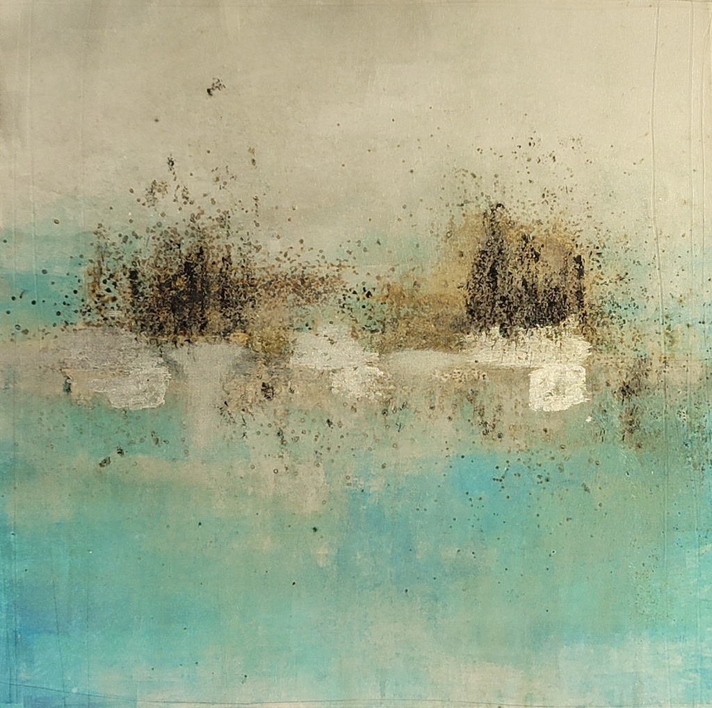 Toile abstraite aqua 30 x 30po