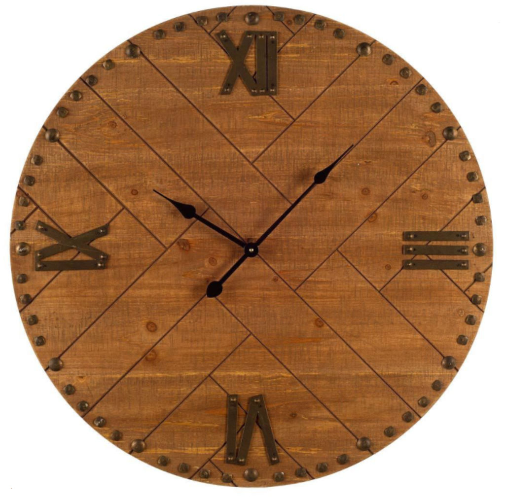 Horloge herringbone bois parquet 30po