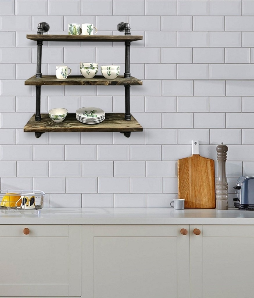 Étagère murale industrielle 3 tablettes