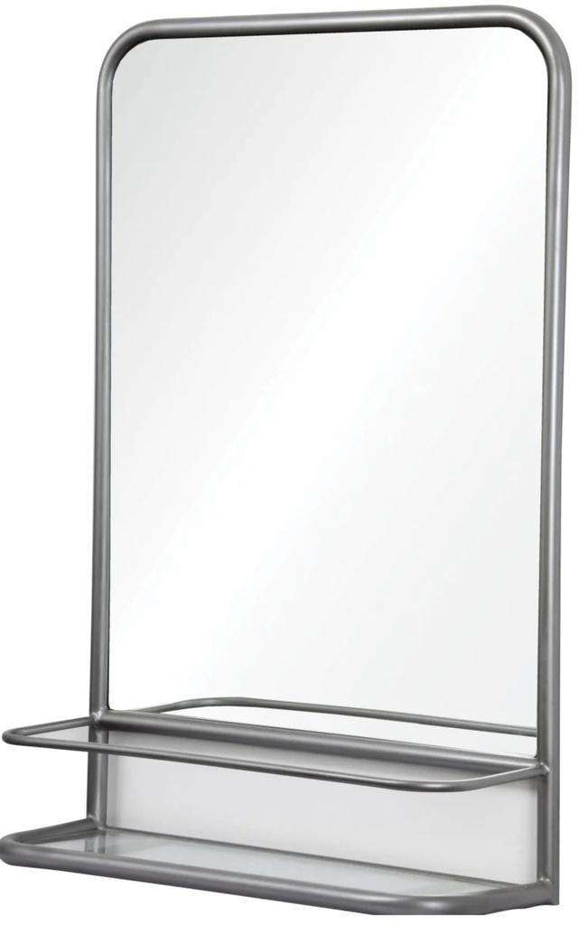 [5RW-MT1724] MIROIR METAL AVEC TABLETTE EN VERRE 34X23.5