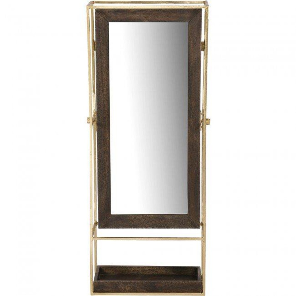 Discontinué - Miroir irena sur pied bois/or 18 x 44.5 x 9po