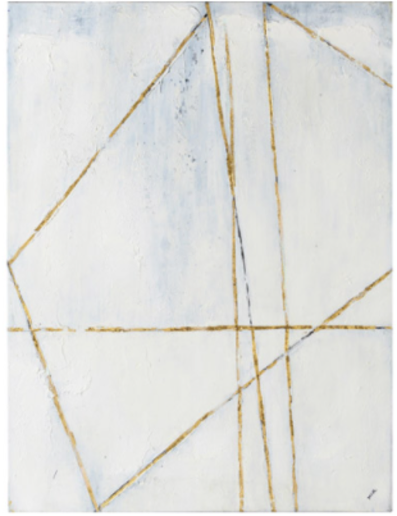 Cadre glacier I abstrait 40 x 30po blanc/or