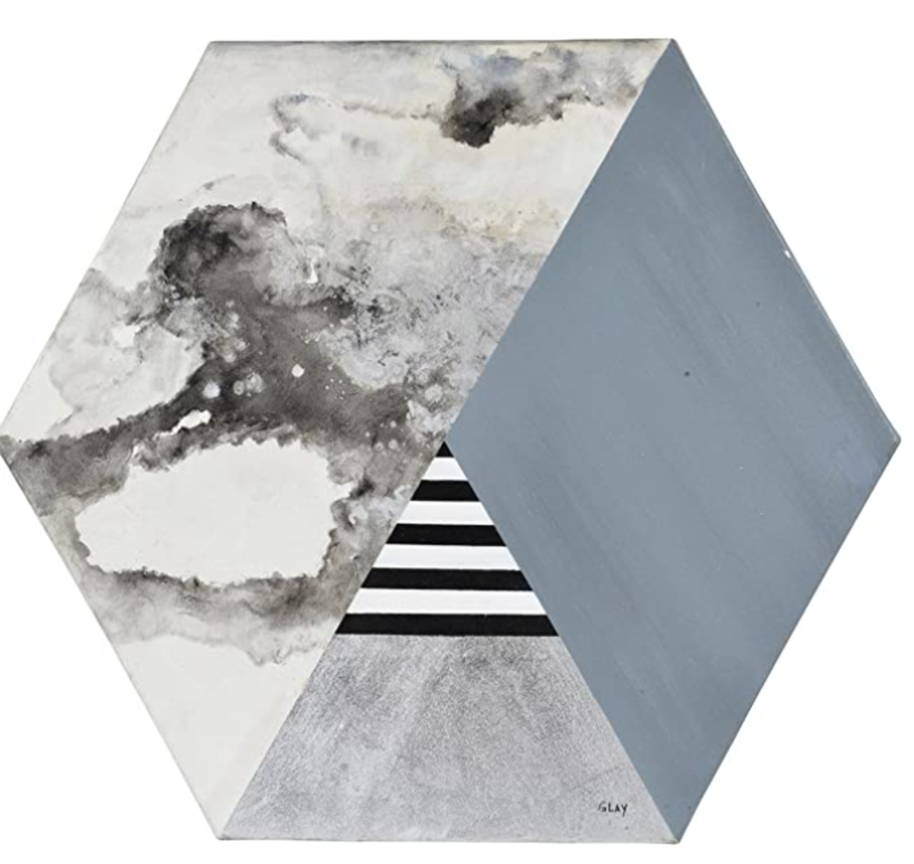 D- Cadre hexagone crystal 40 x 35po gris