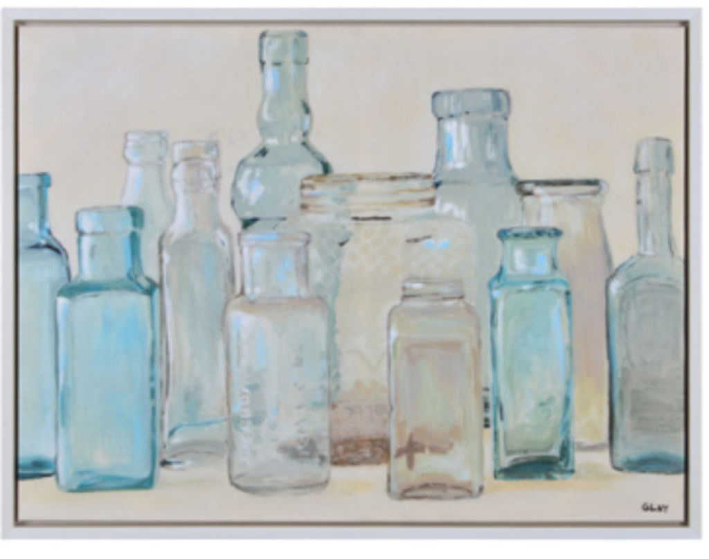 Cadre still bouteille 40 x 30 x 1po aqua avec cadre blanc
