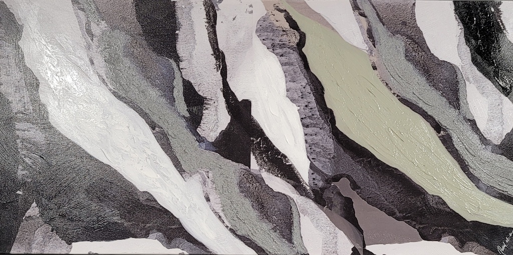 Discontinué - Cadre carey pierre abstraite 30 x 60po noir/blanc