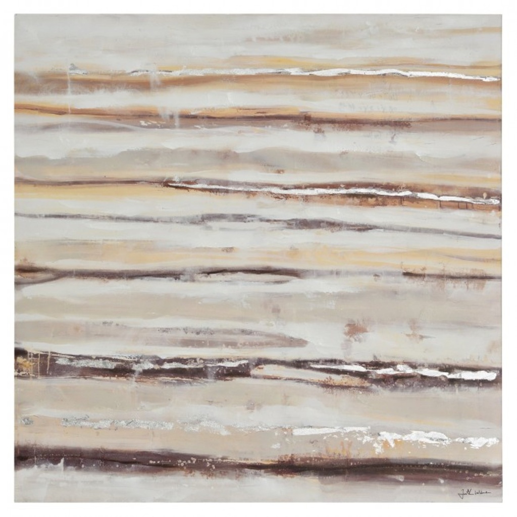 Cadre modesta rayures 40 x 40po ivoire/brun/ocre