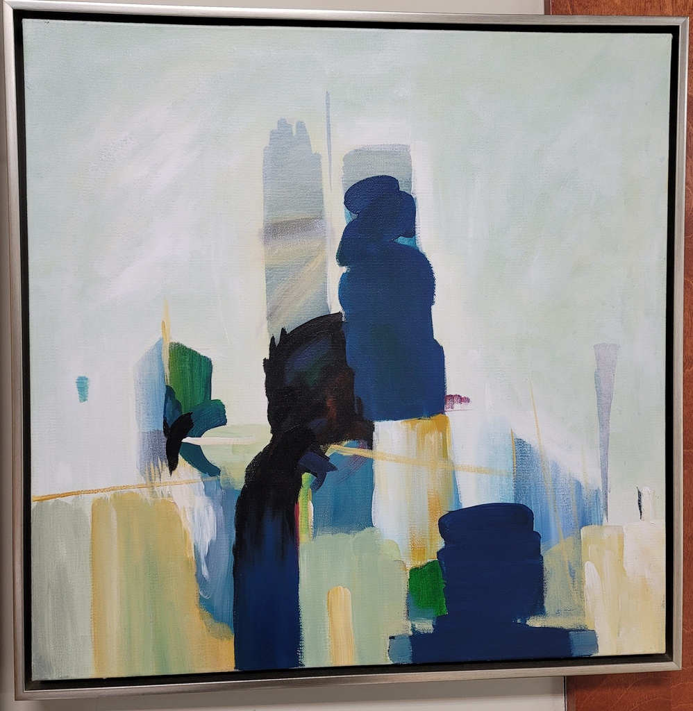 D- Cadre abstrait maska 25 x 25po vert/bleu