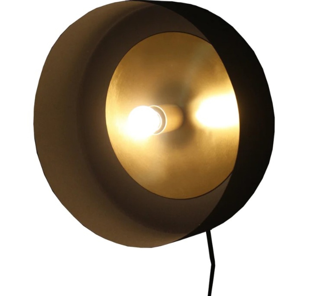 Discontinué - Applique murale en métal myles ampoule non-incluse (40w) 15 x 15 x 41/4po noir et laiton