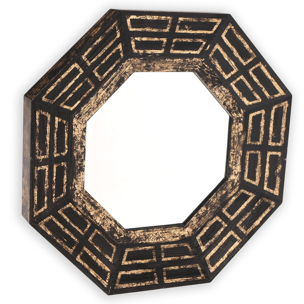 Miroir zeke octogonal noir/or 30x3x30